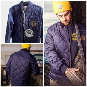 NEW DIXXON Salty Diamond Stitch Blue Quilted Flannel Lined Jacket XLT